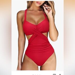 Red Cutout Swimsuit